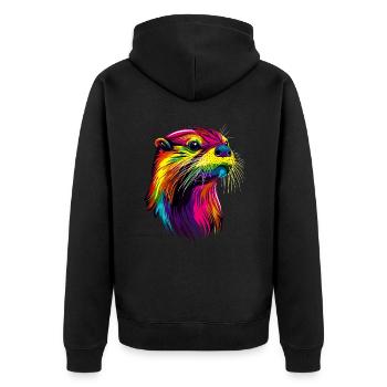 Loutre arc-en-ciel coloré Loutre de mer Martre Loutre mignonne - Veste à capuche bio Premium Unisexe - noir - Dos - Nico (187cm)