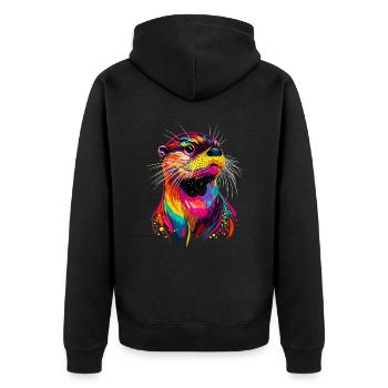 Loutre arc-en-ciel coloré Loutre de mer Martre Loutre mignonne - Veste à capuche bio Premium Unisexe - noir - Dos - Nico (187cm)
