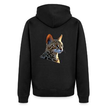 Savannah Katze Cat Mama Süße Serval Leopard Katzen - Unisex Premium Bio Zip Hoodie - Schwarz - Hinten - Nico (187cm)