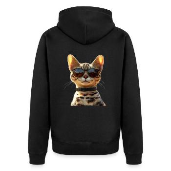 Savannah Katze Cat Mama Süße Serval Leopard Katzen - Unisex Premium Bio Zip Hoodie - Schwarz - Hinten - Nico (187cm)