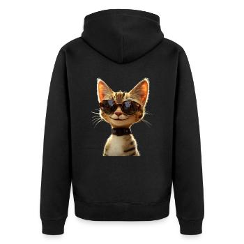 Savannah Katze Cat Mama Süße Serval Leopard Katzen - Unisex Premium Bio Zip Hoodie - Schwarz - Hinten - Nico (187cm)