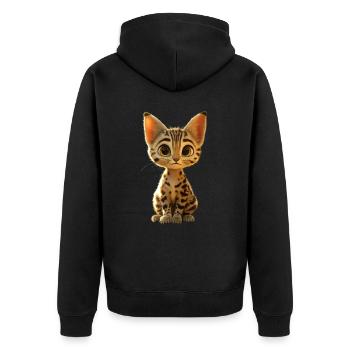 Savannah Katze Cat Mama Süße Serval Leopard Katzen - Unisex Premium Bio Zip Hoodie - Schwarz - Hinten - Nico (187cm)