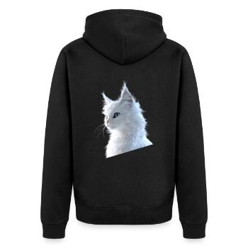 Angora Cat White Angora Cat Cute Angora Cats - Unisex Premium Organic Zip Hoodie - black - Back - Nico (187cm)