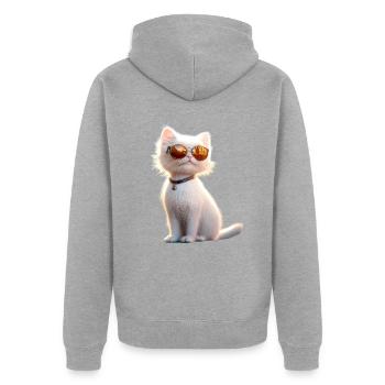 Chat Angora Blanc Chat Angora Chats Angora Mignons - Veste à capuche bio Premium Unisexe - gris chiné - Dos - Nico (187cm)