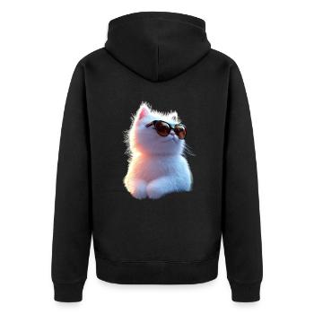 Angora Cat White Angora Cat Cute Angora Cats - Unisex Premium Organic Zip Hoodie - black - Back - Nico (187cm)
