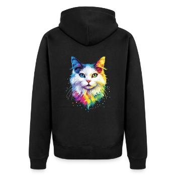 Angora Cat White Angora Cat Cute Angora Cats - Unisex Premium Organic Zip Hoodie - black - Back - Nico (187cm)
