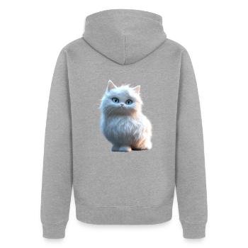 Chat Angora Blanc Chat Angora Chats Angora Mignons - Veste à capuche bio Premium Unisexe - gris chiné - Dos - Nico (187cm)