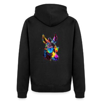 Donkey in Colorful Popart Colors Domestic Donkey Riding - Unisex Premium Organic Zip Hoodie - black - Back - Nico (187cm)