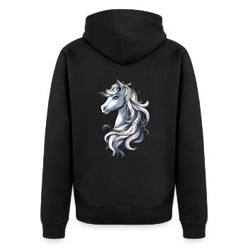 Pony Riding Pony Foal Rider Ponies Riding Pony Farm - Unisex Premium Organic Zip Hoodie - black - Back - Nico (187cm)