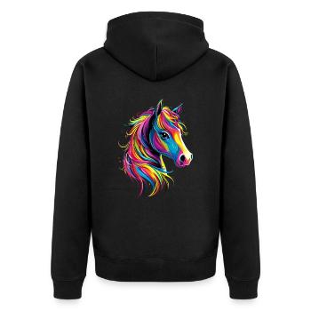 Pony Riding Pony Foal Rider Ponies Riding Pony Farm - Unisex Premium Organic Zip Hoodie - black - Back - Nico (187cm)