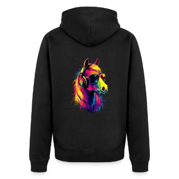 Pony Riding Pony Foal Rider Ponies Riding Pony Farm - Unisex Premium Organic Zip Hoodie - black - Back - Nico (187cm)
