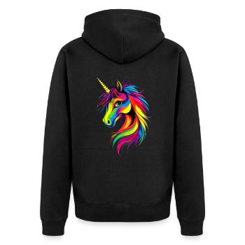 Unicorn Colorful Rainbow Horses Riding Unicorns - Unisex Premium Organic Zip Hoodie - black - Back - Nico (187cm)