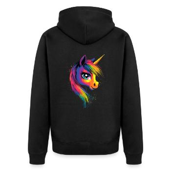 Licorne coloré arc-en-ciel chevaux chevauchant licornes - Veste à capuche bio Premium Unisexe - noir - Dos - Nico (187cm)
