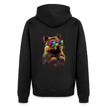 Quokka Sunglasses Rainbow Australia Quokkas - Unisex Premium Organic Zip Hoodie - black - Back - Nico (187cm)