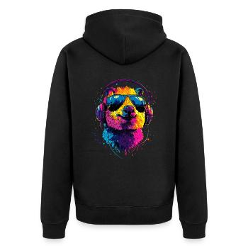 Quokka Sunglasses Rainbow Australia Quokkas - Unisex Premium Organic Zip Hoodie - black - Back - Nico (187cm)