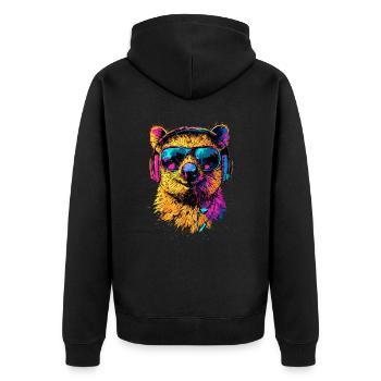 Quokka Sunglasses Rainbow Australia Quokkas - Unisex Premium Organic Zip Hoodie - black - Back - Nico (187cm)