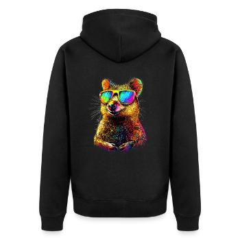 Quokka Sunglasses Rainbow Australia Quokkas - Unisex Premium Organic Zip Hoodie - black - Back - Nico (187cm)