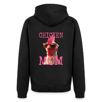 Chicken Mom Chicken Mom Farmer's Wife Mother's Day Chickens - Unisex Premium Organic Zip Hoodie - black - Back - Nico (187cm)