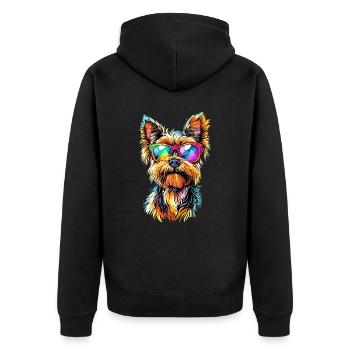 Yorkshire Terrier Dog Lover Cute Yorkie - Unisex Premium Organic Zip Hoodie - black - Back - Nico (187cm)