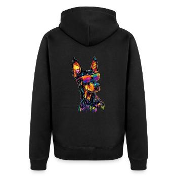 Dobermann Hunde Motiv Wachhund Stolze Dobermänner - Unisex Premium Bio Zip Hoodie - Schwarz - Hinten - Nico (187cm)