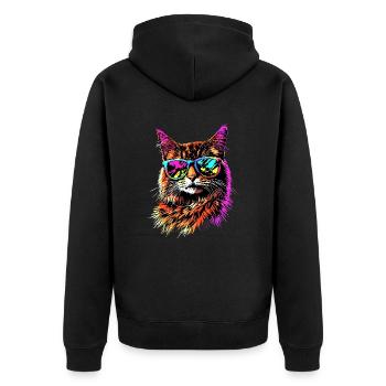 Savannah Katze Cat Mama Süße Serval Leopard Katzen - Unisex Premium Bio Zip Hoodie - Schwarz - Hinten - Nico (187cm)