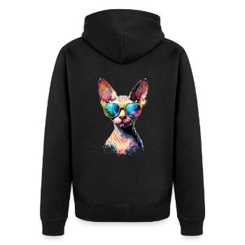Savannah Katze Cat Mama Süße Serval Leopard Katzen - Unisex Premium Bio Zip Hoodie - Schwarz - Hinten - Nico (187cm)
