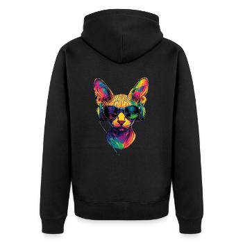 Savannah Katze Cat Mama Süße Serval Leopard Katzen - Unisex Premium Bio Zip Hoodie - Schwarz - Hinten - Nico (187cm)
