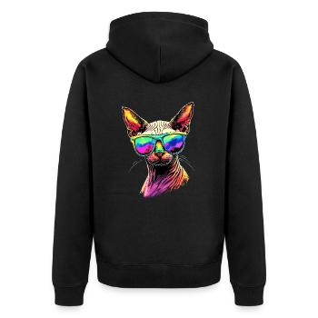 Savannah Katze Cat Mama Süße Serval Leopard Katzen - Unisex Premium Bio Zip Hoodie - Schwarz - Hinten - Nico (187cm)