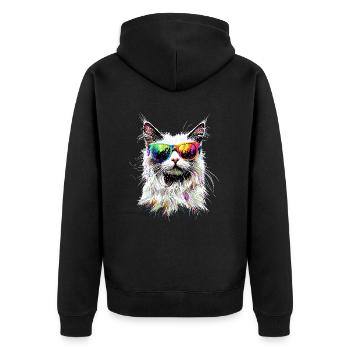 Angora Cat White Angora Cat Cute Angora Cats - Unisex Premium Organic Zip Hoodie - black - Back - Nico (187cm)