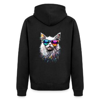 Angora Cat White Angora Cat Cute Angora Cats - Unisex Premium Organic Zip Hoodie - black - Back - Nico (187cm)