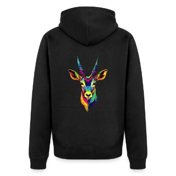 Antilope, Koudou, Gazelle, Afrique, Serengeti, Antilope - Veste à capuche bio Premium Unisexe - noir - Dos - Nico (187cm)