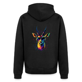 Antilope Kudu Gazelle Afrika Serengeti Antilopen - Unisex Premium Bio Zip Hoodie - Schwarz - Hinten - Nico (187cm)
