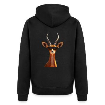 Antilope, Koudou, Gazelle, Afrique, Serengeti, Antilope - Veste à capuche bio Premium Unisexe - noir - Dos - Nico (187cm)