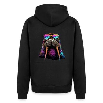 Walrus, tusks, seal, wild Pacific walruses - Unisex Premium Organic Zip Hoodie - black - Back - Nico (187cm)