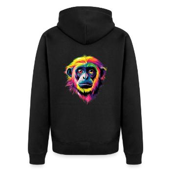 Gibbon Affe Weißhandgibbon Monkey Süße Lar Gibbons - Unisex Premium Bio Zip Hoodie - Schwarz - Hinten - Nico (187cm)