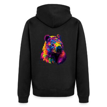 Wombat Australien Beuteltier Süßer Wombat - Unisex Premium Bio Zip Hoodie - Schwarz - Hinten - Nico (187cm)