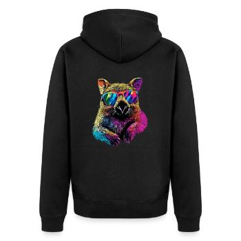 Wombat Australien Beuteltier Süßer Wombat - Unisex Premium Bio Zip Hoodie - Schwarz - Hinten - Nico (187cm)