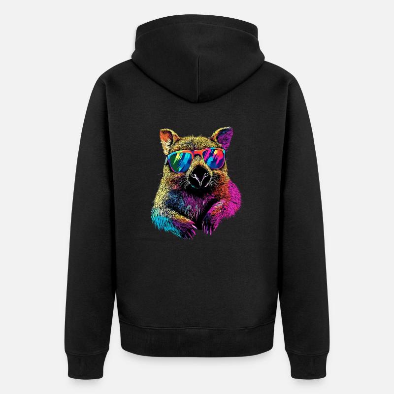 Wombat Australie Marsupial Mignon Wombat - Veste à capuche bio Premium Unisexe - noir