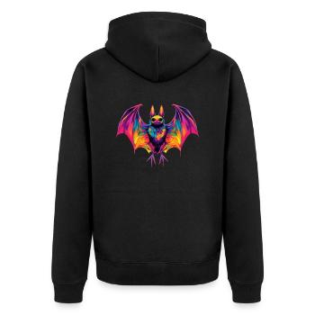 Fledermaus Flughund Vampir Bat Süße Fledemäuse - Unisex Premium Bio Zip Hoodie - Schwarz - Hinten - Nico (187cm)