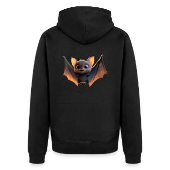 Fledermaus Flughund Vampir Bat Süße Fledemäuse - Unisex Premium Bio Zip Hoodie - Schwarz - Hinten - Nico (187cm)