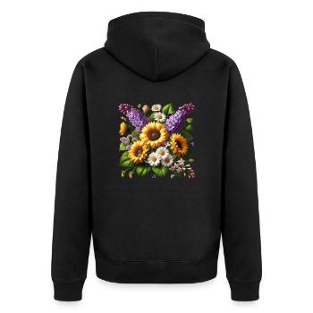 Sunflower lilac daisies flower floral - Unisex Premium Organic Zip Hoodie - black - Back - Nico (187cm)