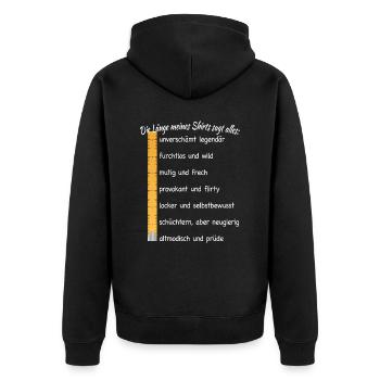 Party Länge Meines Shirts Sagt Alles Feiern JGA - Unisex Premium Bio Zip Hoodie - Schwarz - Hinten - Nico (187cm)