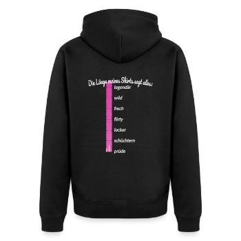 Party Länge Meines Shirts Sagt Alles Feiern JGA - Unisex Premium Bio Zip Hoodie - Schwarz - Hinten - Nico (187cm)