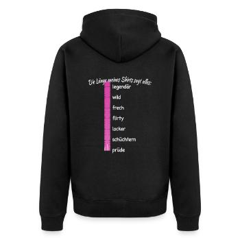 Party Länge Meines Shirts Sagt Alles Feiern JGA - Unisex Premium Bio Zip Hoodie - Schwarz - Hinten - Nico (187cm)