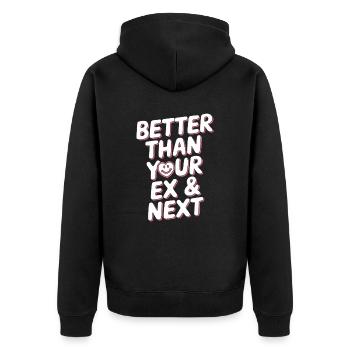 Better Than Your Ex & Next Breakup Single Party - Unisex Premium Organic Zip Hoodie - black - Back - Nico (187cm)