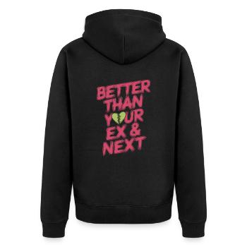 Better Than Your Ex & Next Breakup Single Party - Unisex Premium Organic Zip Hoodie - black - Back - Nico (187cm)