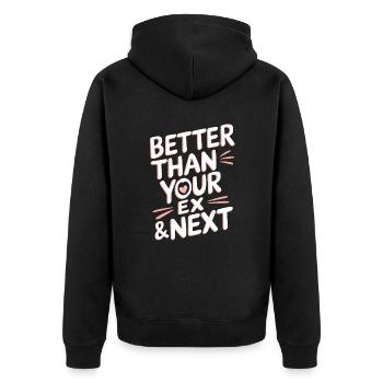 Better Than Your Ex & Next Breakup Single Party - Unisex Premium Organic Zip Hoodie - black - Back - Nico (187cm)
