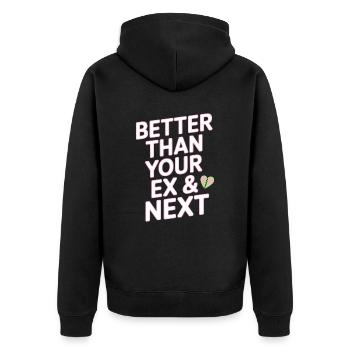 Better Than Your Ex & Next Breakup Single Party - Unisex Premium Organic Zip Hoodie - black - Back - Nico (187cm)