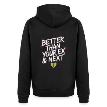 Better Than Your Ex & Next Breakup Single Party - Unisex Premium Organic Zip Hoodie - black - Back - Nico (187cm)