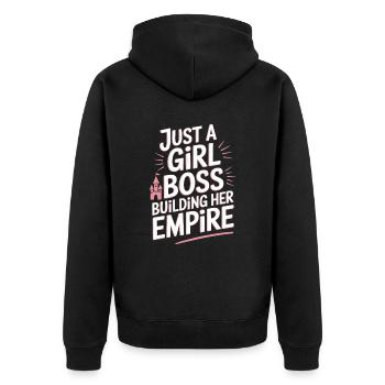 Just A Girl Building Empire Unternehmerin Chefin - Unisex Premium Bio Zip Hoodie - Schwarz - Hinten - Nico (187cm)